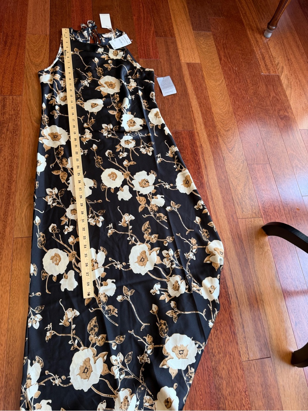 MELLODAY Black Maxi Dress with Cream & Gold Floral Print - Picture 7 of 9